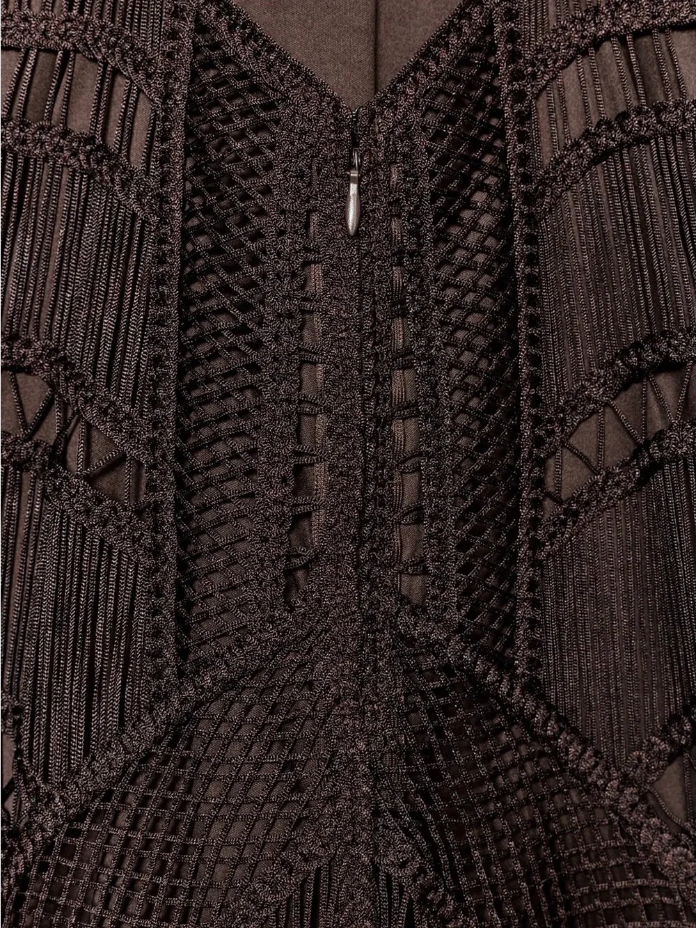 Zara Black Fringe Crochet Slip Dress - Picture 6 of 6